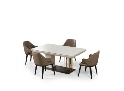 Salle à manger Mobilier Designer Table à manger 4x chaises Ensemble complet 5 pièces