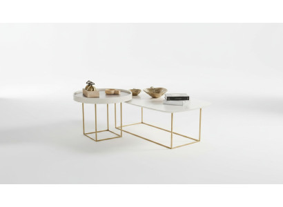 Salle de séjour Table basse Set Table ronde design Table demi-ronde en acier inoxydable