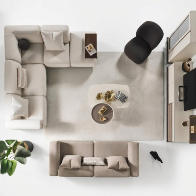 Canapé d'angle beige Luxe Canapé en L Designer Fauteuil Luxueux Meubles rembourrés