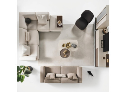Canapé d'angle beige Luxe Canapé en L Designer Fauteuil Luxueux Meubles rembourrés