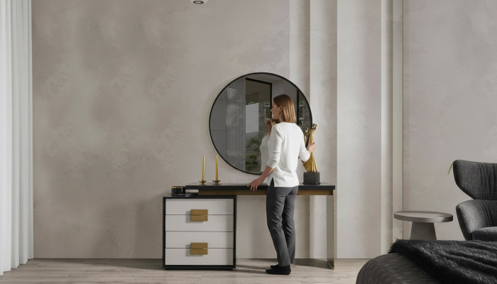 Chambre Ensemble Élégant Coiffeuse de Designer Miroir de Luxe 2 pièces