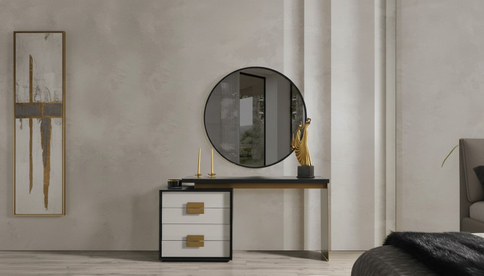 Chambre Ensemble Élégant Coiffeuse de Designer Miroir de Luxe 2 pièces