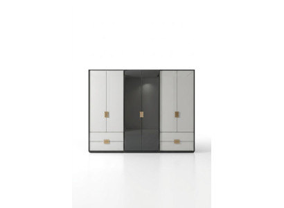 Armoire de chambre noir et blanc moderne Armoire à 6 portes