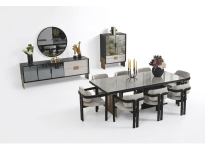 Ensemble de salle à manger moderne Table à manger 8 chaises Buffet Miroir 11 pièces