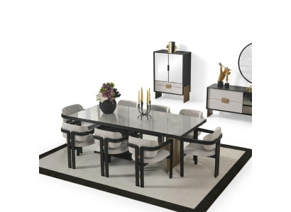 Ensemble de salle à manger de designer Luxe Suite Table à manger 8 chaises Mobilier de salle à manger