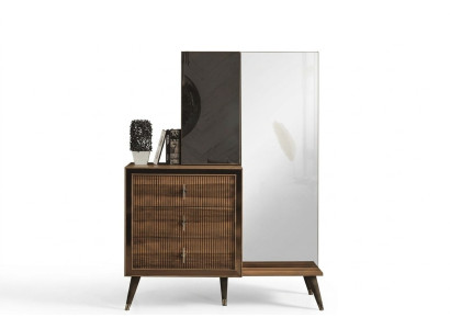 Meubles de chambre en bois marron Commode avec miroir Ensemble de luxe à 3 portes