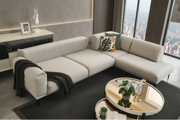 Canapé d'angle blanc en forme de L de designer Canapé rembourré Canapés Mobilier de salon neuf