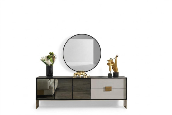 Ensemble de salon noir, buffet design, miroir de luxe, ensemble de 2 pièces, nouveau