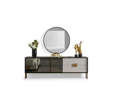 Ensemble de salon noir, buffet design, miroir de luxe, ensemble de 2 pièces, nouveau