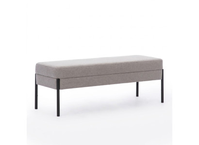 Banc de lit gris de designer Cadre en bois Banc rembourré textile