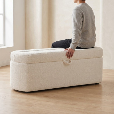 Meubles de chambre Tabouret blanc Banquette design Coffre de rangement rembourré