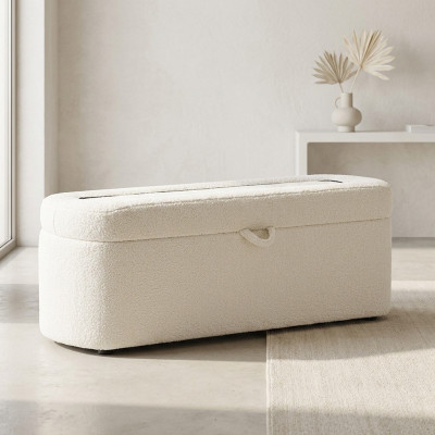Meubles de chambre Tabouret blanc Banquette design Coffre de rangement rembourré