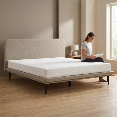 Lit rembourré marron Chambre à coucher Lits Concepteur Lits de luxe en textile