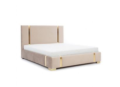 Lit en acier inoxydable beige Chambre à coucher Lits Lit rembourré moderne Mobilier neuf