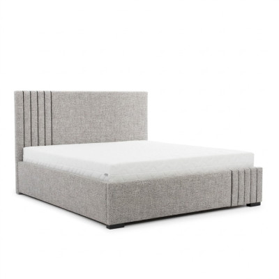 Élégant lit double gris Conception Chambres Lits Grand panneau de tête