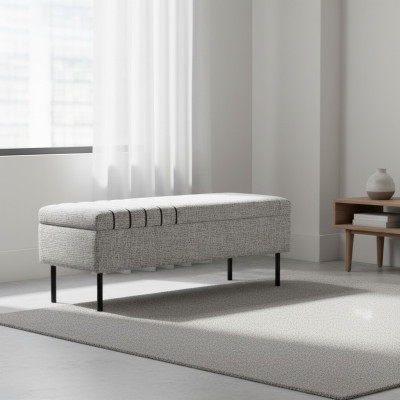 Banc de lit gris moderne Banquette chaise de luxe cadre en bois neuf