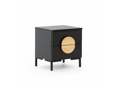 Table de chevet Designer Black Nightstand avec 2 tiroirs Meubles en bois