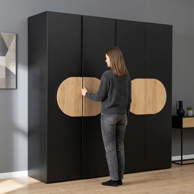 Armoire noire Mobilier de chambre moderne Armoire en bois de luxe