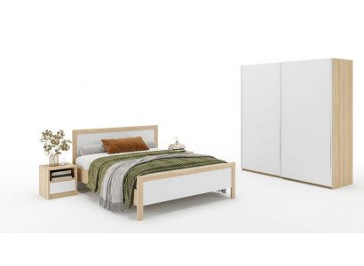 Meubles de chambre blancs Lit de luxe Tables de chevet Grande armoire