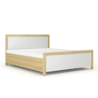 Chambre Lit en bois Blanc Lit double Designer Cadre en bois clair neuf