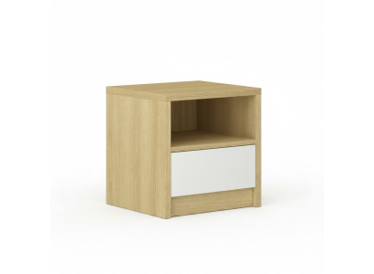 Table de chevet marron clair avec 1 tiroir, console en bois pour chambre à coucher design.