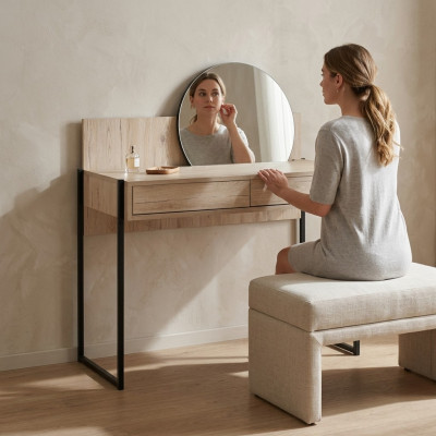 Miroir de coiffeuse marron Moderne Table de maquillage de luxe en bois Meubles
