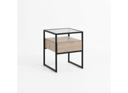 Chambre Table de chevet moderne en verre Cadre en métal Mobilier en bois