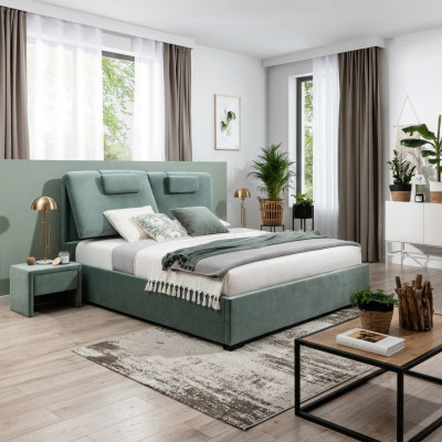 Ensemble complet de chambre à coucher 3 pièces, lit double design avec 2 tables de chevet
