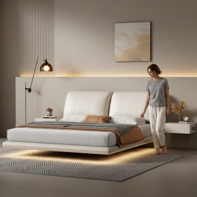 Murphy Bed Chambre Designer avec Cadre en Bois Mobilier Lit Double