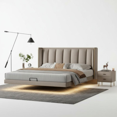 Chambre blanche Lit double Designer Meubles de luxe Cadre en bois Lits