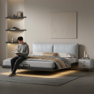 Chambre blanche Lit Designer Lits de luxe Lits en cuir Lits doubles neufs