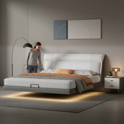 Chambre blanche Lit Designer Lits en cuir Lits textiles Lits doubles