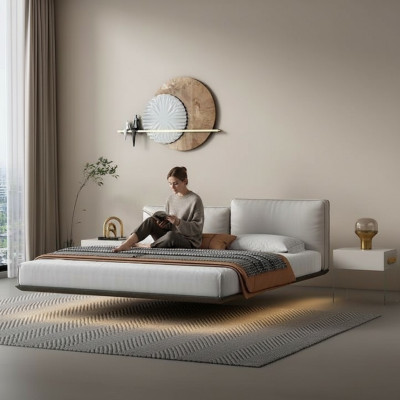 Murphy Bed Designer LED Moderne Chambre à coucher Lit double blanc