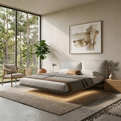 Murphy Bed Designer LED Moderne Chambre à coucher Lit double blanc