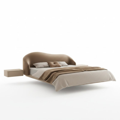 Mur Lit encastré beige Designer Chambres de luxe Lits doubles en bois