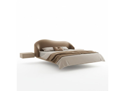 Mur Lit encastré beige Designer Chambres de luxe Lits doubles en bois