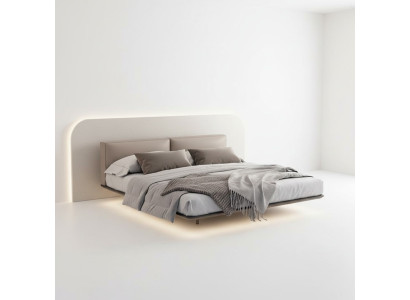 Chambre grise claire Lit Lits doubles Lits de luxe Cadre en bois