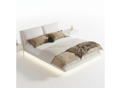 Chambre blanche lit Designer Textile Lits Luxe Bois Double Lits