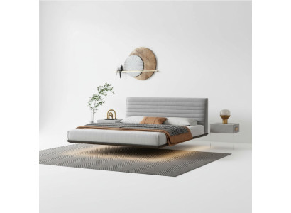 Mur Gris Lit Mural Chambre Designer Lits à LED Lits Doubles Modernes