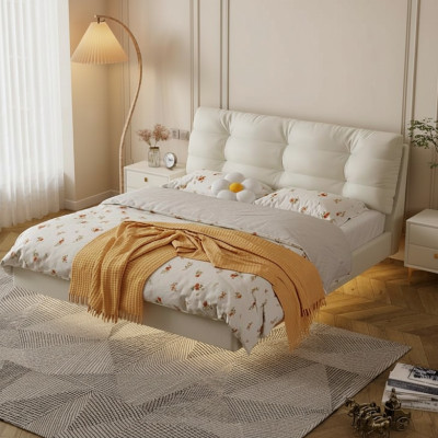 Chambre Cadre en Bois Meubles Lit Double Blanc Lits en Cuir Lits en Textile