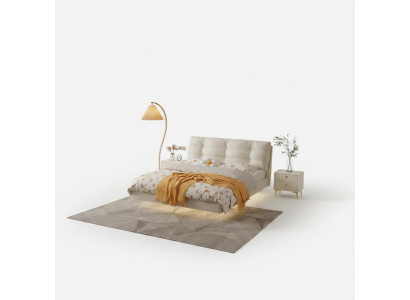 Chambre Cadre en Bois Meubles Lit Double Blanc Lits en Cuir Lits en Textile
