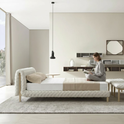 Lit blanc moderne Chambre Designer Lits Doubles Cadre en bois