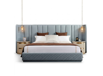 Grande Chambre Lit double Lits design Cadre en bois Lit rembourré