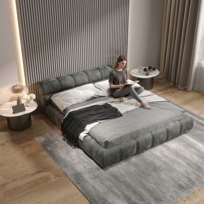 Lit de chambre gris clair designer Lit double Style moderne