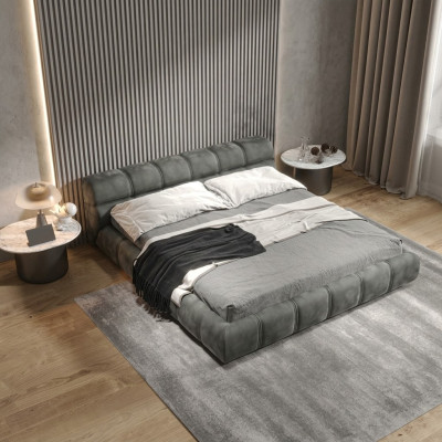 Lit de chambre gris clair designer Lit double Style moderne