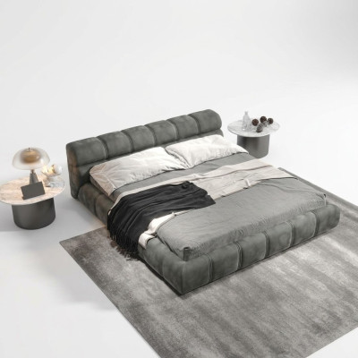 Lit de chambre gris clair designer Lit double Style moderne
