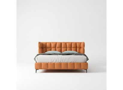 Lit double orange Mobilier de chambre à coucher Textile Lits Cadre en bois Élégant