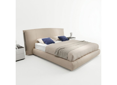Lit double moderne beige Lit design Chambre Mobilier en bois Cadre en bois