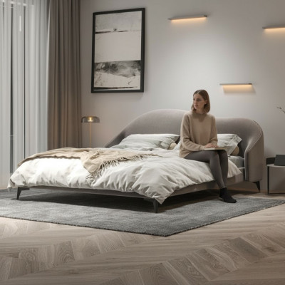 Textile gris Lit Chambre Lits Lits doubles de luxe Meubles élégants
