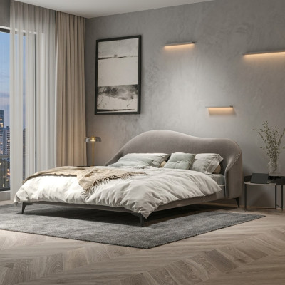 Textile gris Lit Chambre Lits Lits doubles de luxe Meubles élégants